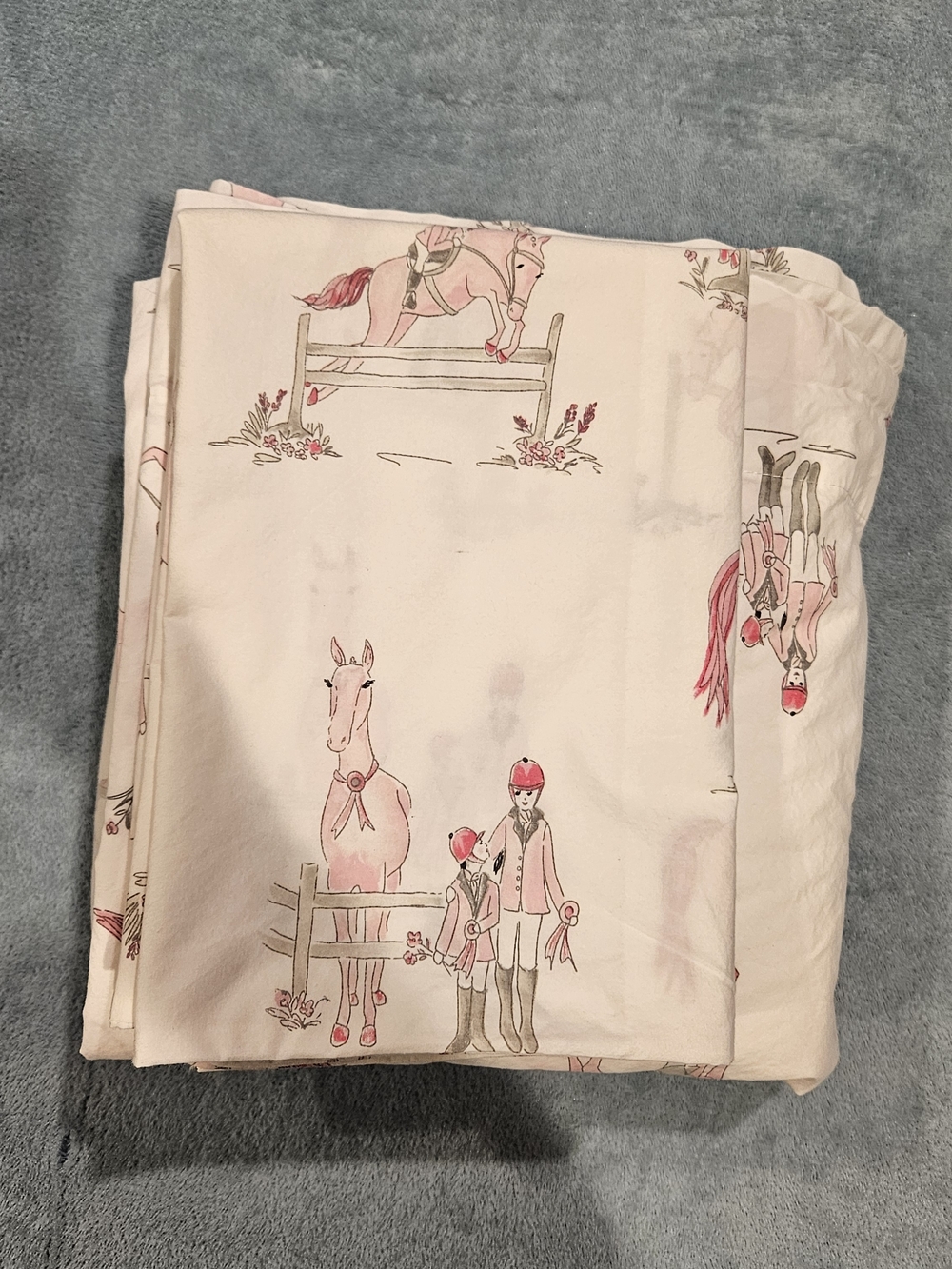 EUC Pottery Barn kids Laura Equestrian Full Sheet Set